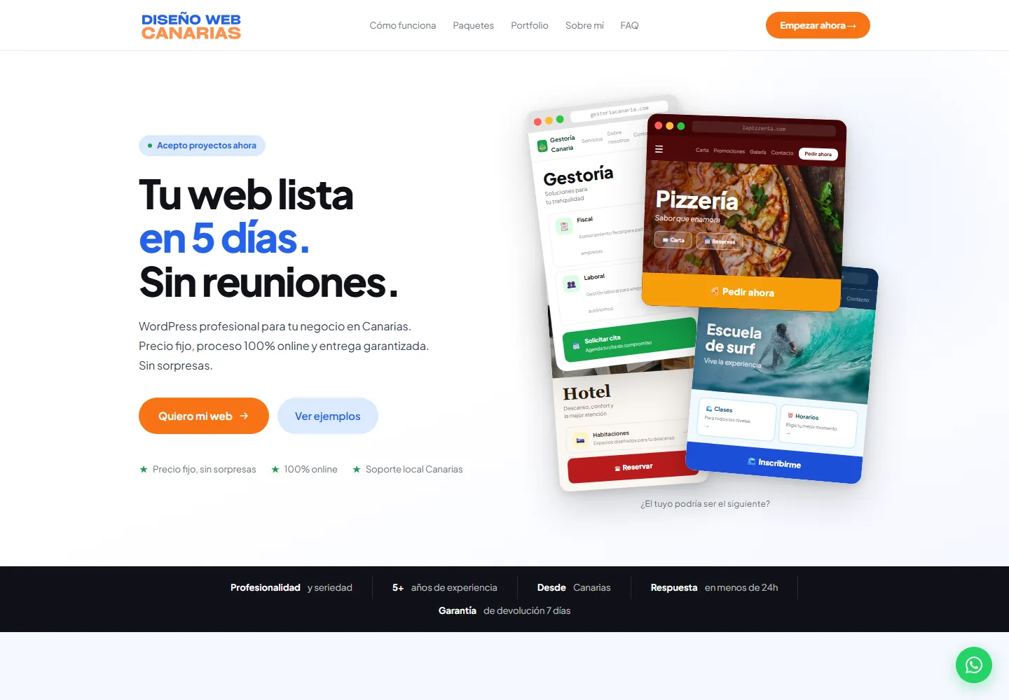 Captura de Diseño Web Canarias, landing de servicios web en Canarias